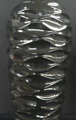 Majestic Pair of "Wave" Pattern Black, Glazed Vessels with Lamp Application