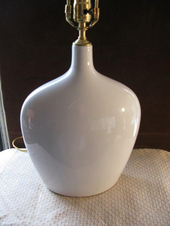 Pair of 1960's glazed ceramic vases with lamp application In Excellent Condition In Bronx, NY