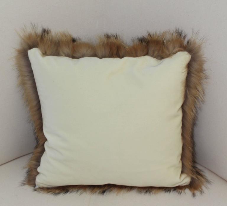 Luxurious Down Filled Genuine Tanuki Fur Throw Pillows For Sale at 1stdibs