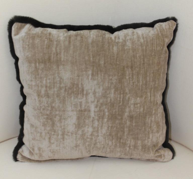 Luxurious Down Filled Green Genuine Sheared Beaver Throw Pillows For Sale at 1stdibs