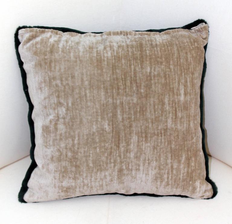 Luxurious Down Filled Green Genuine Sheared Beaver Throw Pillows For Sale at 1stdibs