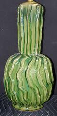 Whimsical Textured Vases with Lamp Application in Shades of Green Glazing