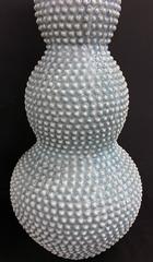 Pair of Unusual, Tall Powder Blue Triple Gourd Vases with Lamp Application