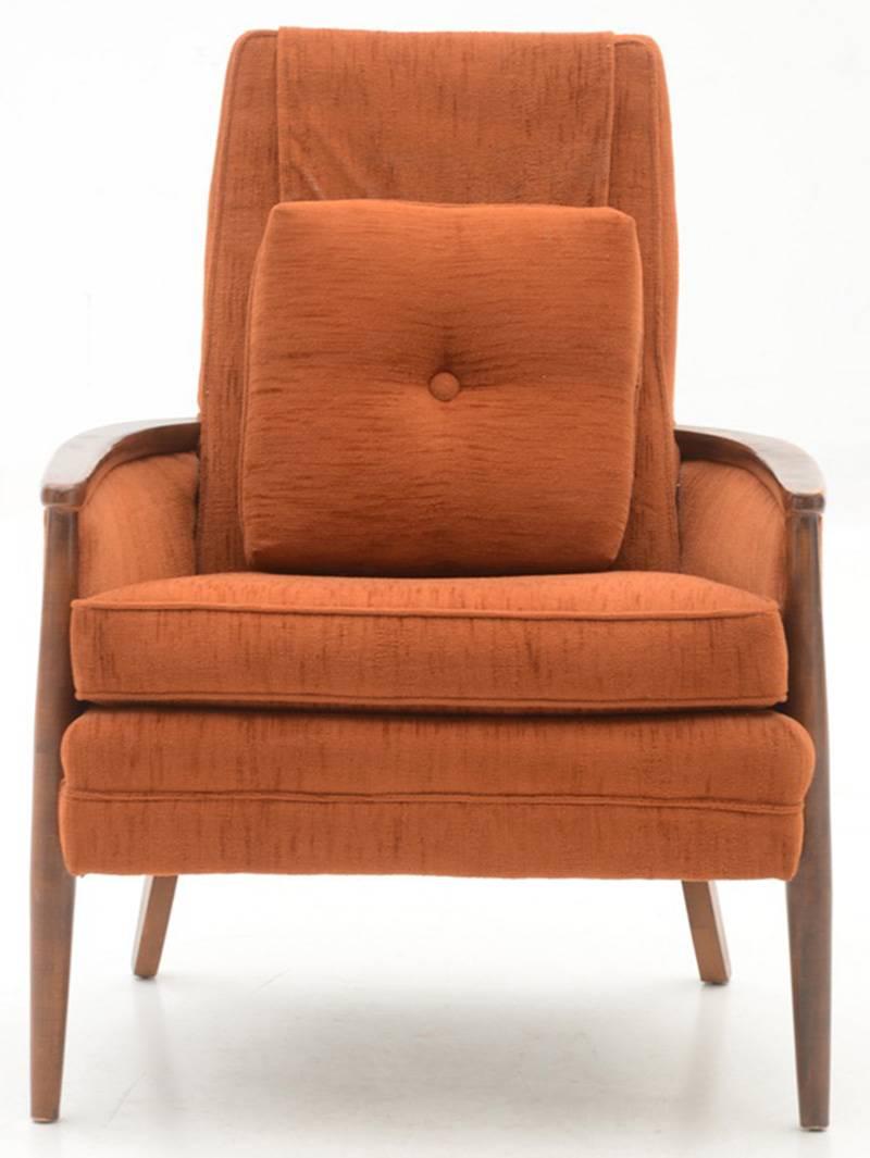 Unknown Pair of circa 1970s Vintage Armchairs, Upholstered in Burnt Orange Fabric For Sale