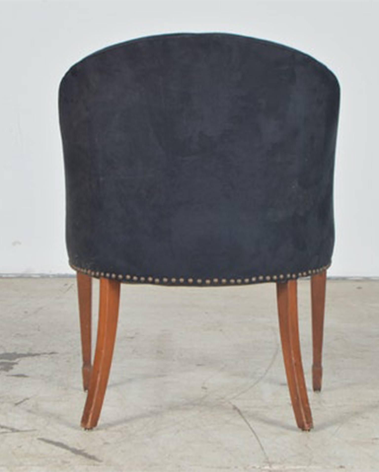 Four Black Neoclassical Side Chairs with Nailhead Details In Good Condition In Bronx, NY