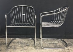 Pair of Gastone Rinaldi Vintage Chrome Cantilever Chairs