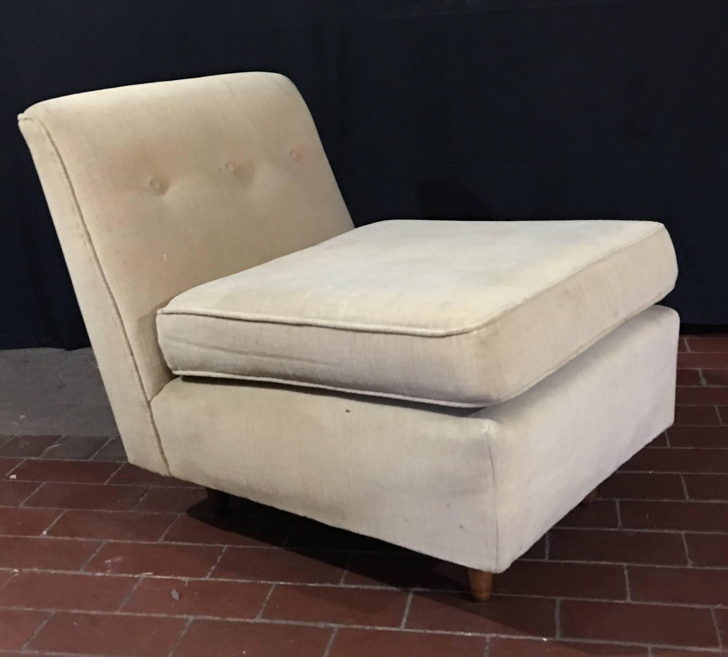 Vintage, Midcentury Armless Sofa and Partner Chair In Good Condition In Bronx, NY