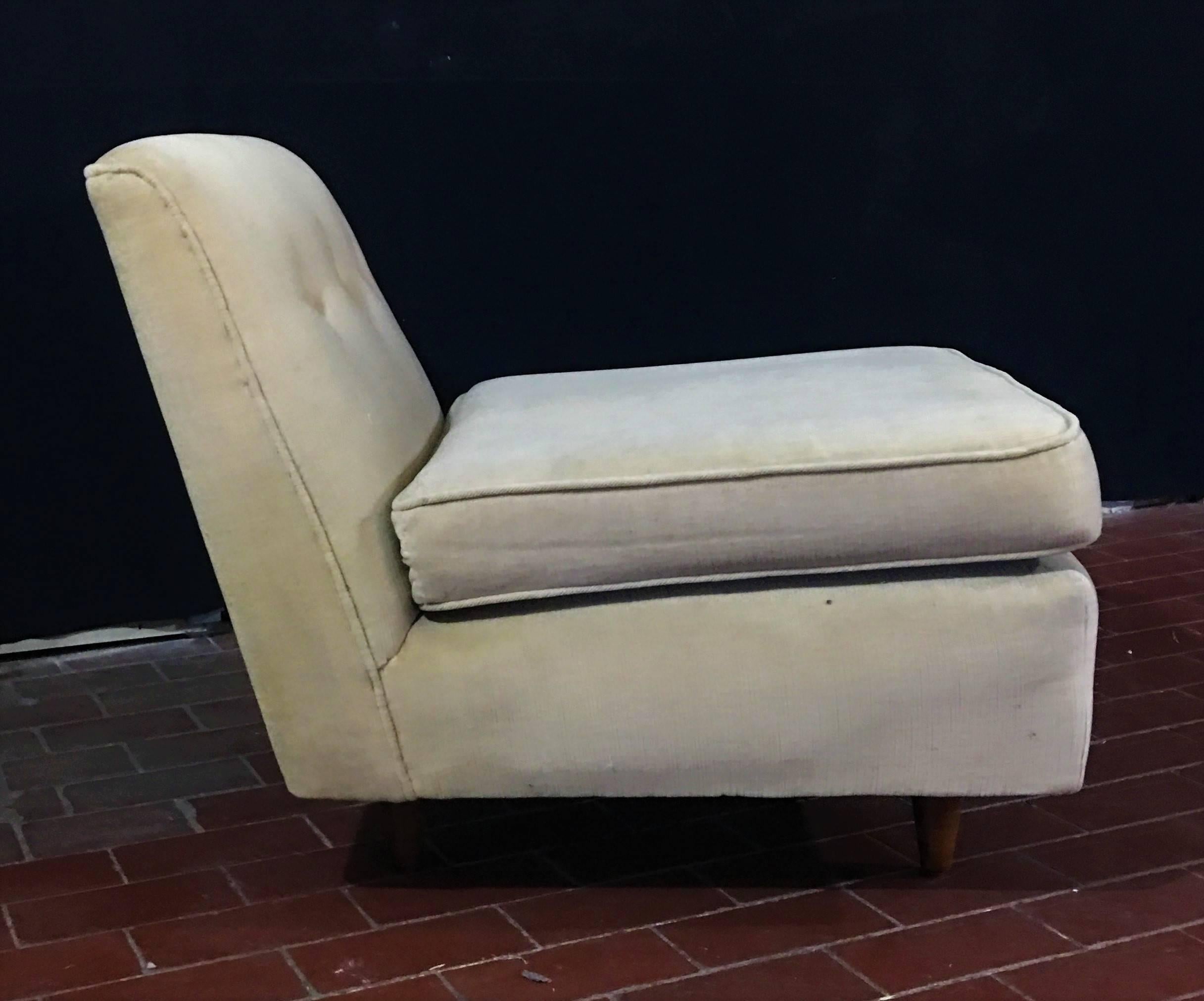 Mid-20th Century Vintage, Midcentury Armless Sofa and Partner Chair