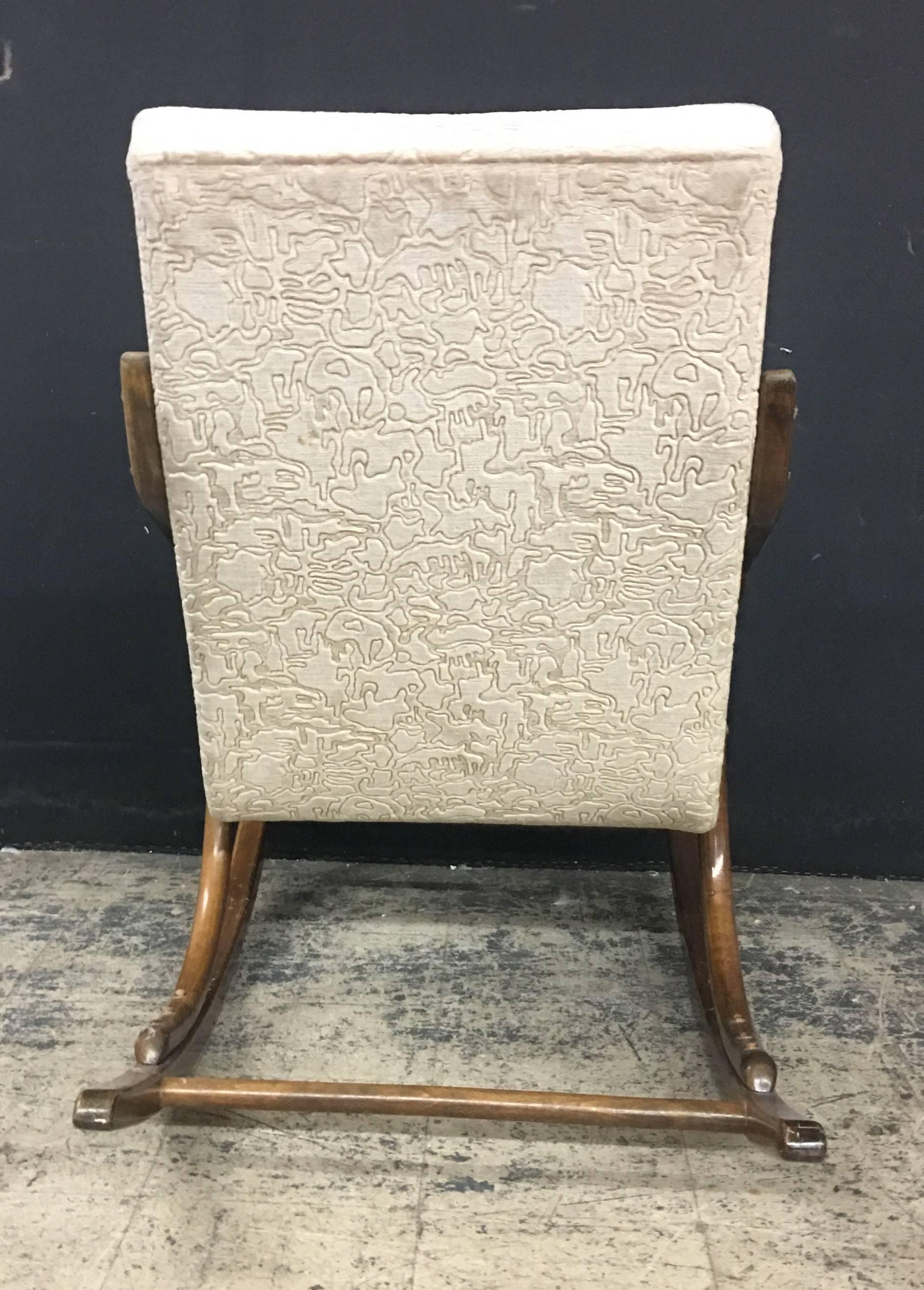 Vintage Bentwood Rocker in a Textured Velvet Upholstery In Excellent Condition In Bronx, NY