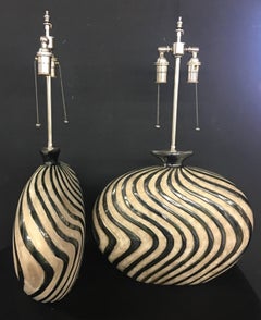 Unusual Pair of Whimsical Ceramic Vessels with Lamp Application