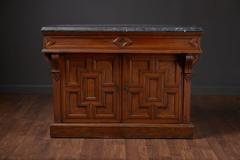 Antique English Oak and Marble Buffet