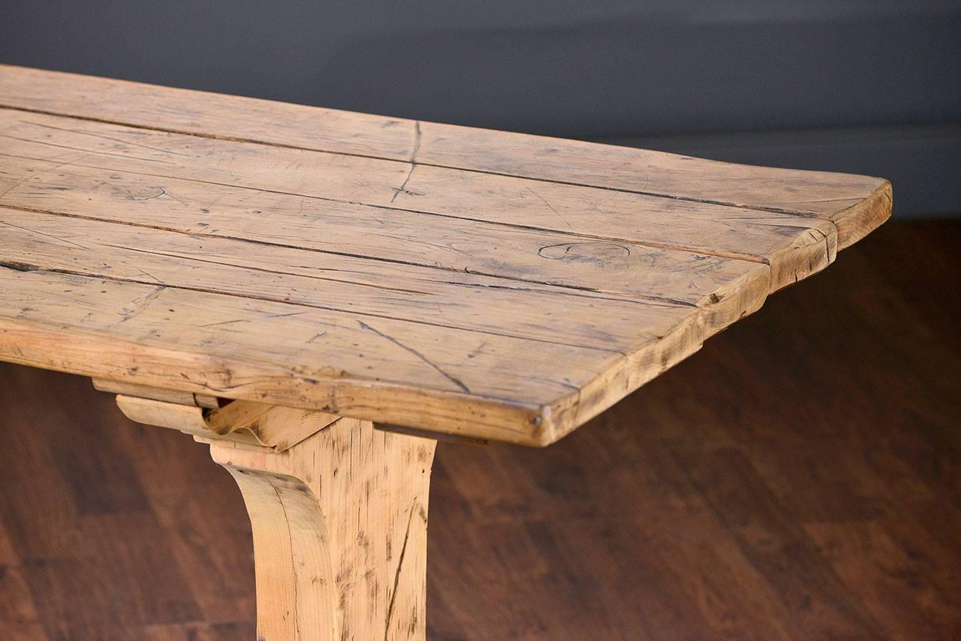 Early 20th Century Antique Belgian Oak Plank Table For Sale