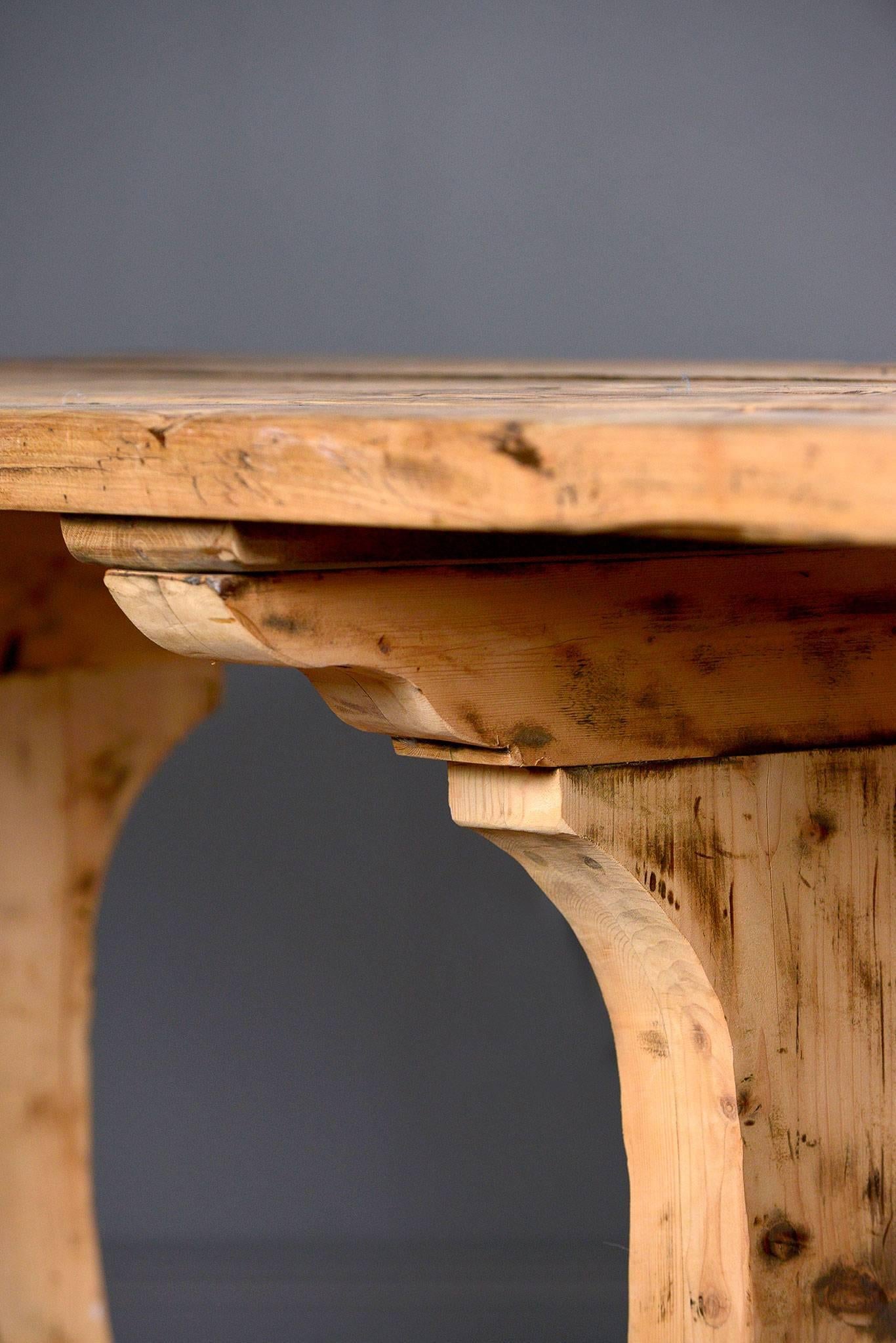 Antique Belgian Oak Plank Table For Sale 1