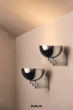 HK22 Wall Light by Dunlin, Nickel Plated Brass, Art Deco Style