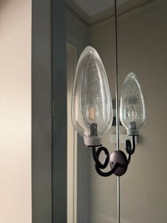 Pair of Loop Wall Light by Dunlin: Hand-Blown Glass & Brass, Modern Design