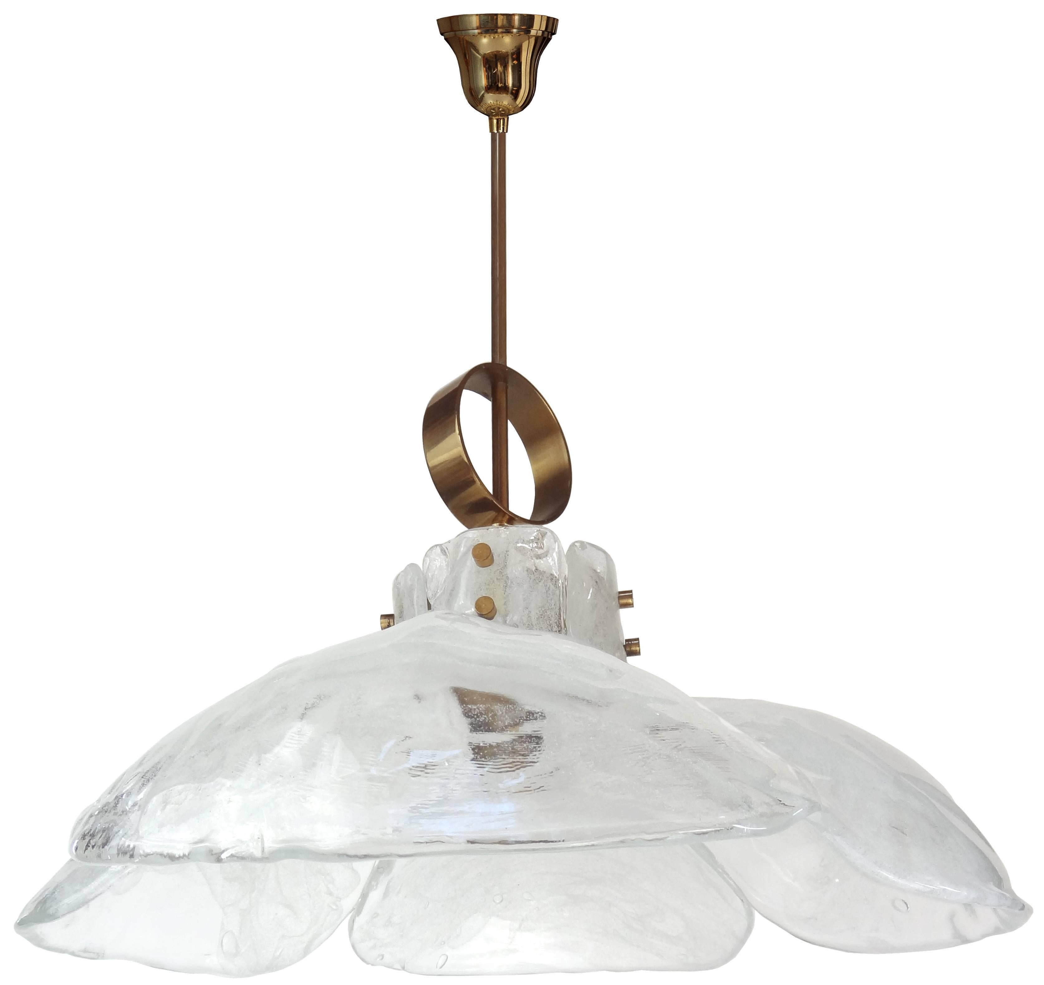 J. T. Kalmar Brass and White Glass Fixture For Sale