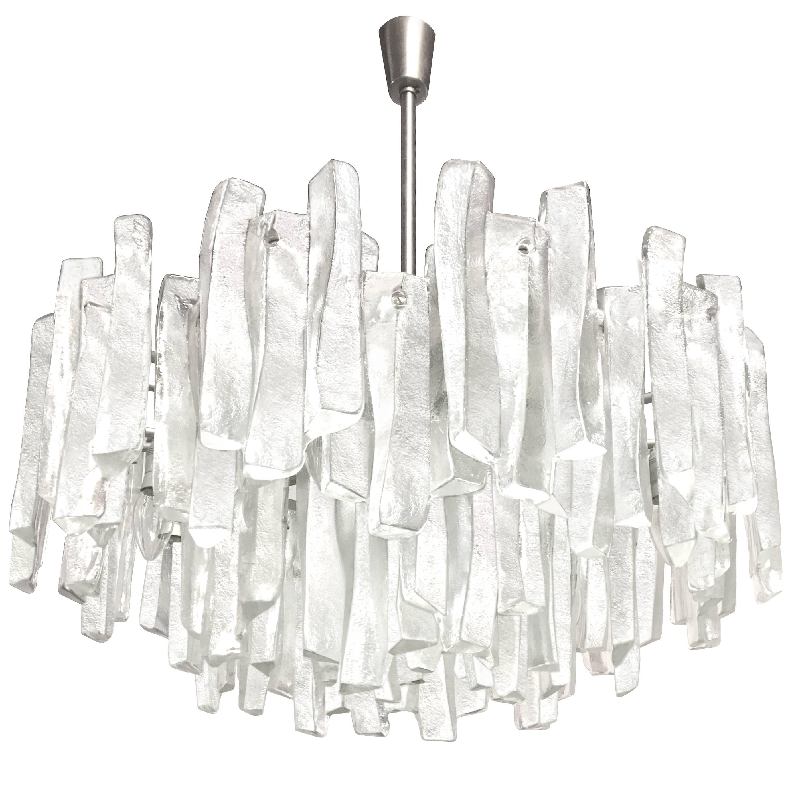 Very Rare Large Tiered Glass Chandelier by J.T. Kalmar For Sale