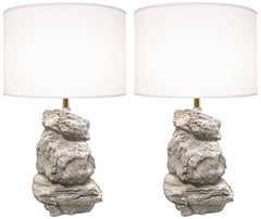 Pair of 1980s Sculptural Rock-Form Lamps
