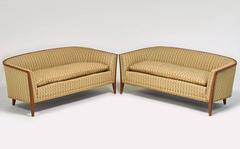 Pair of John Stuart Upholstered Fruitwood Sofas