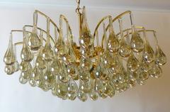 Brass and Teardrop Crystal Chandelier by Palwa