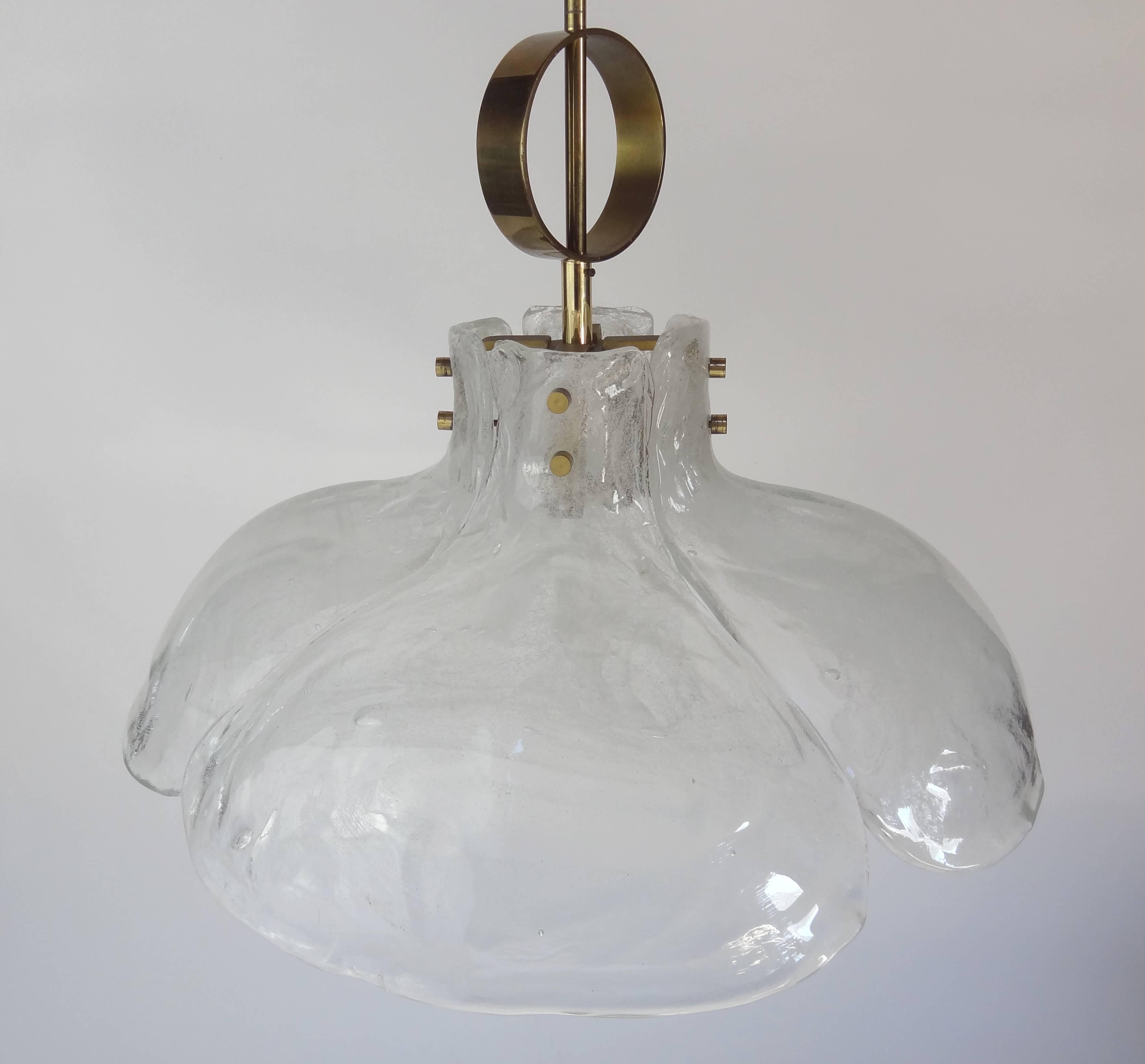 Austrian J. T. Kalmar Brass and White Glass Fixture For Sale