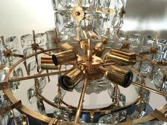 Gilt Brass and Glass Tiered Chandelier by Palwa
