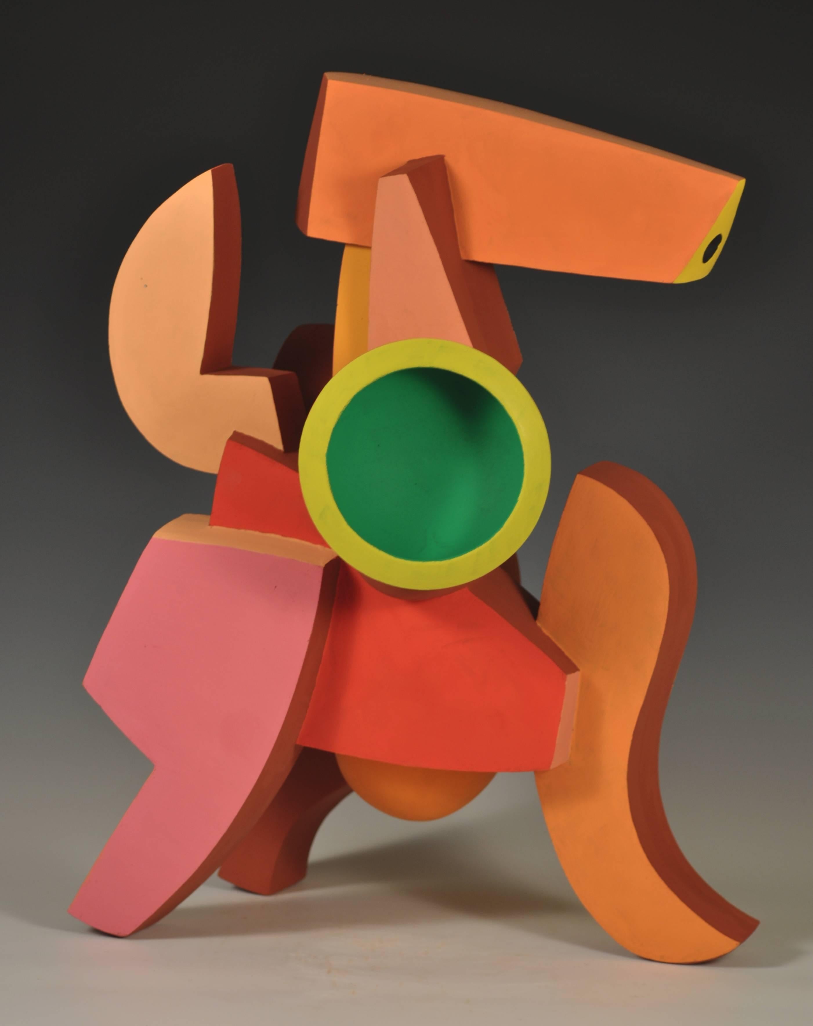 An abstract ceramic sculpture in stoneware with bronze glaze and enamel paint by Doug Herren.

American, 2014.

In Stock.
 