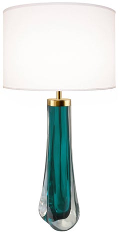 Pair of Thick Cased Aqua Glass Lamps from Craig Van Den Brulle to Order