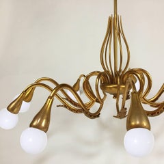 Large 1960s Italian Brass Chandelier