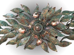 Pair of Large European Bronze Leaf Sconces