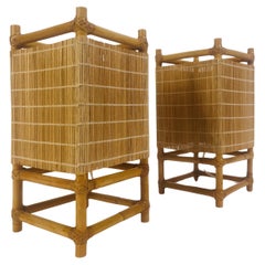 Vintage lamp made of bamboo and natural fibers