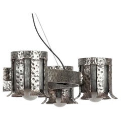 Lampadario in stile Edgar Brandt con finitura argento · (Ø 130 cm, 8 luci)