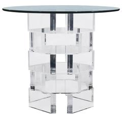 Chic Stacked Lucite Blocks Side Table