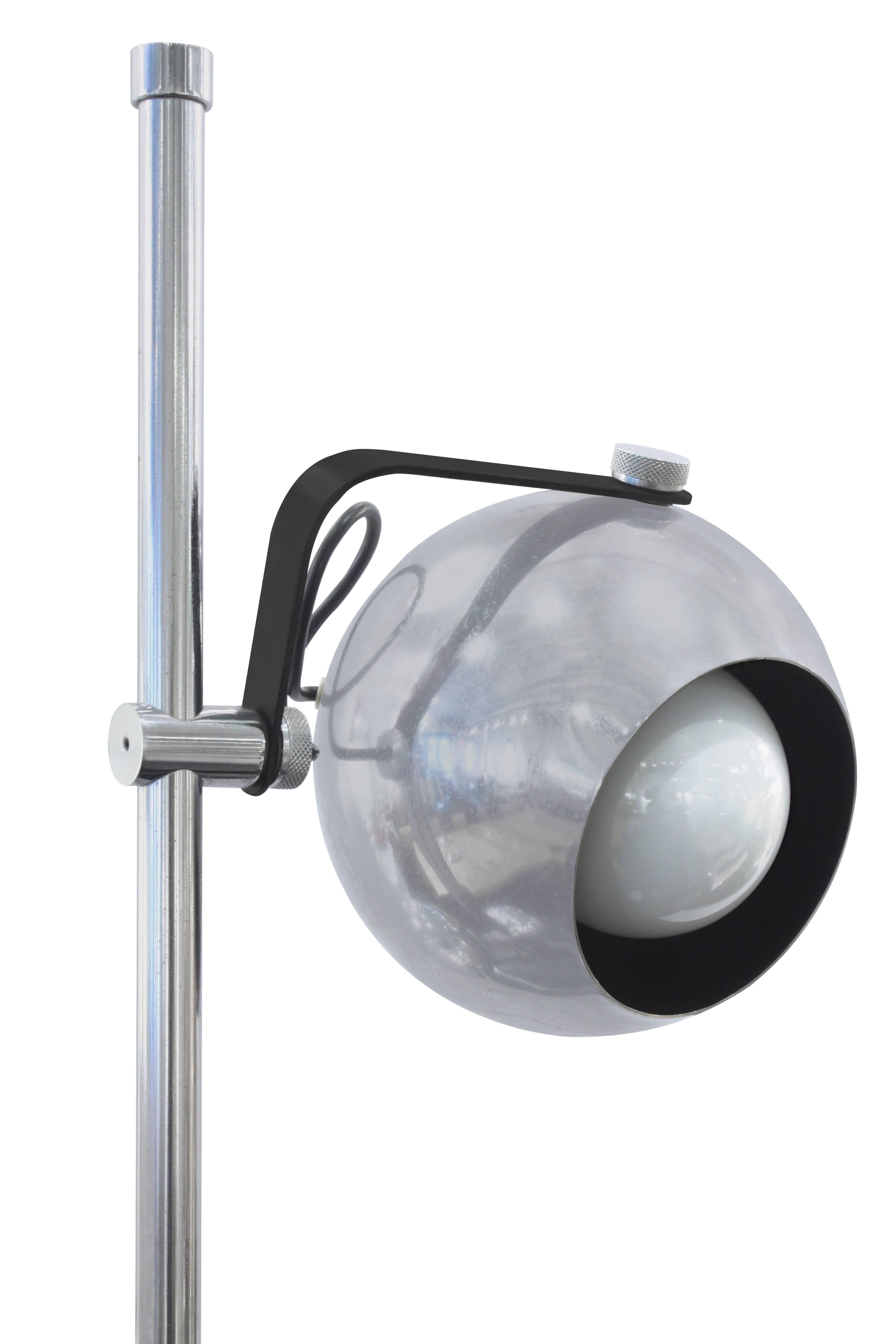Rare floor lamp with three adjustable chrome spheres and marble base by 
Arredoluce, Italy, 1960s (signed "Made in Italy" on base).
 