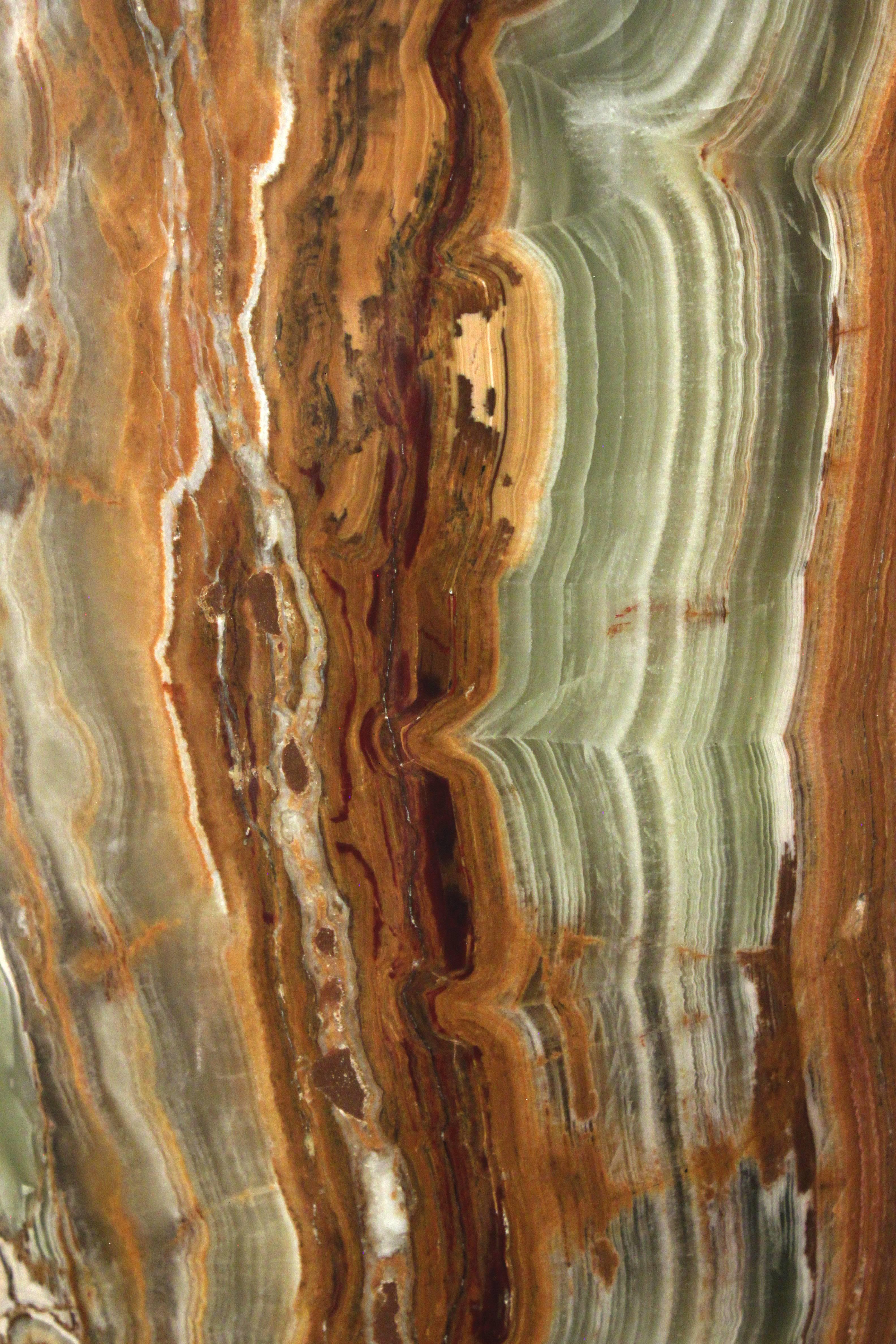 Pedestal in Polished Green and Brown Onyx 1