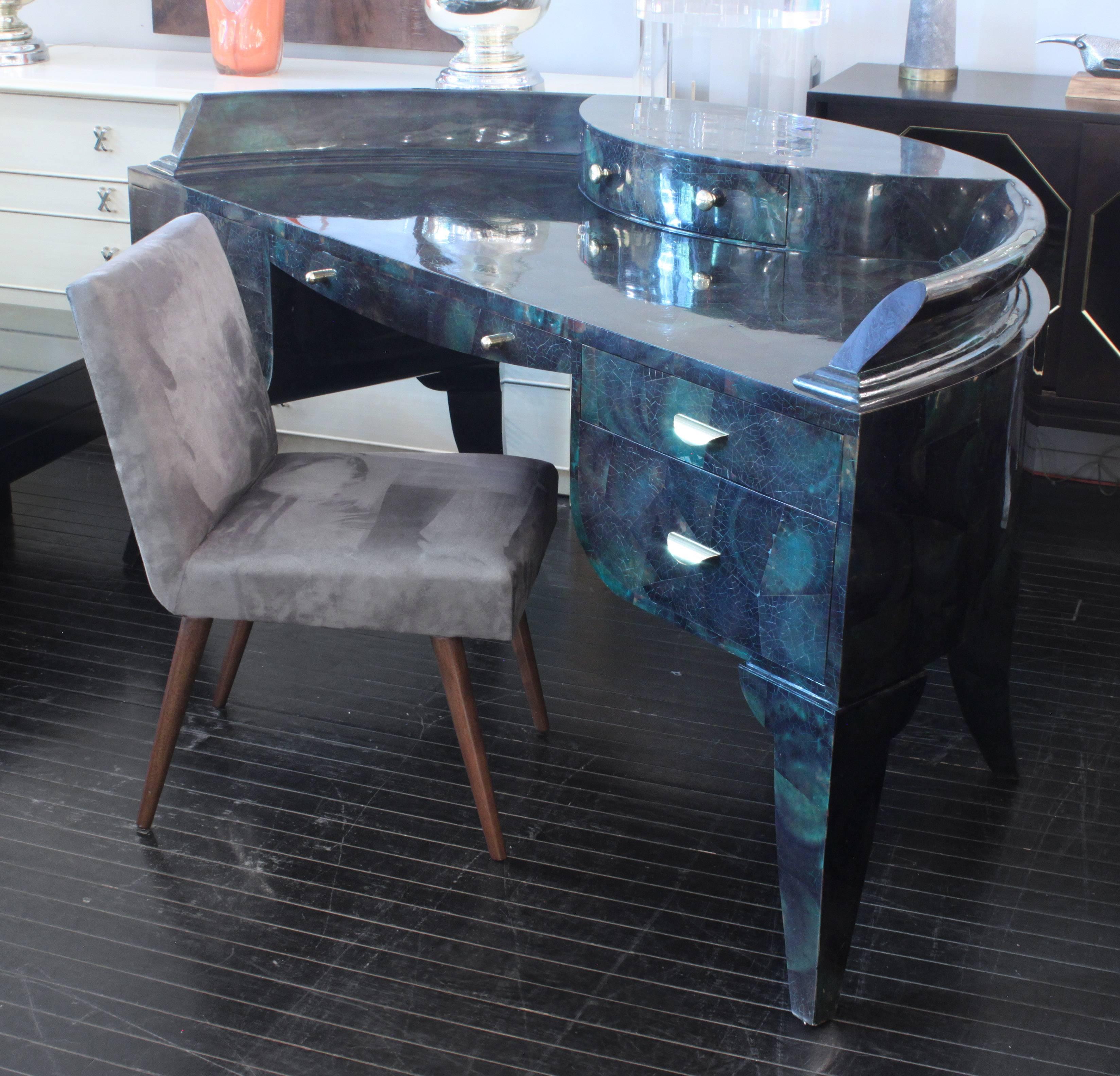 Elegant Desk Chair with Conical Walnut Legs by T.H. Robsjohn-Gibbings 1