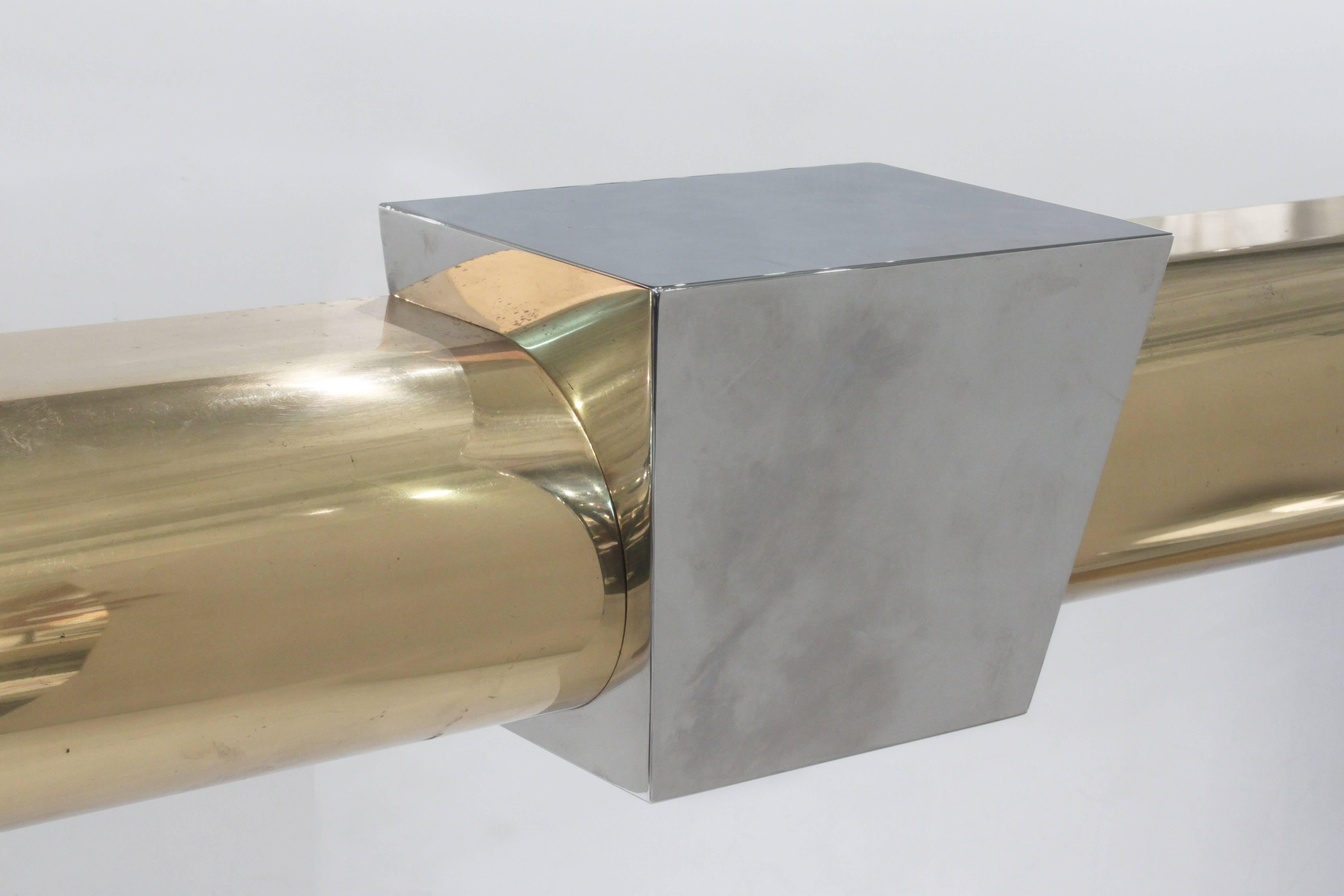 Mid-Century Modern Fireplace Surround in Solid Brass and Chrome by Danny Alessandro