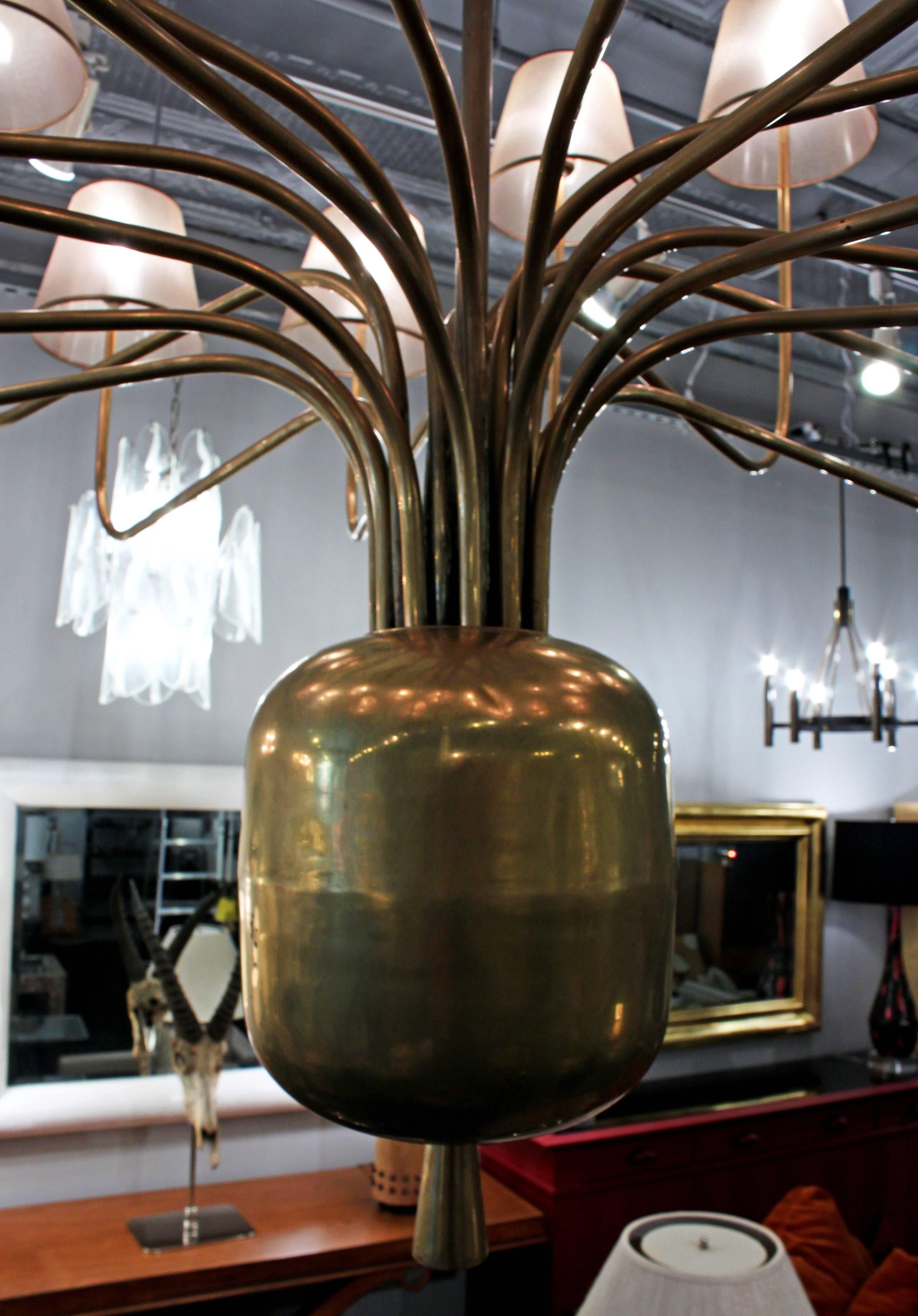 Monumental Chandelier in Brass in the Manner of Jean Royère In Excellent Condition In New York, NY