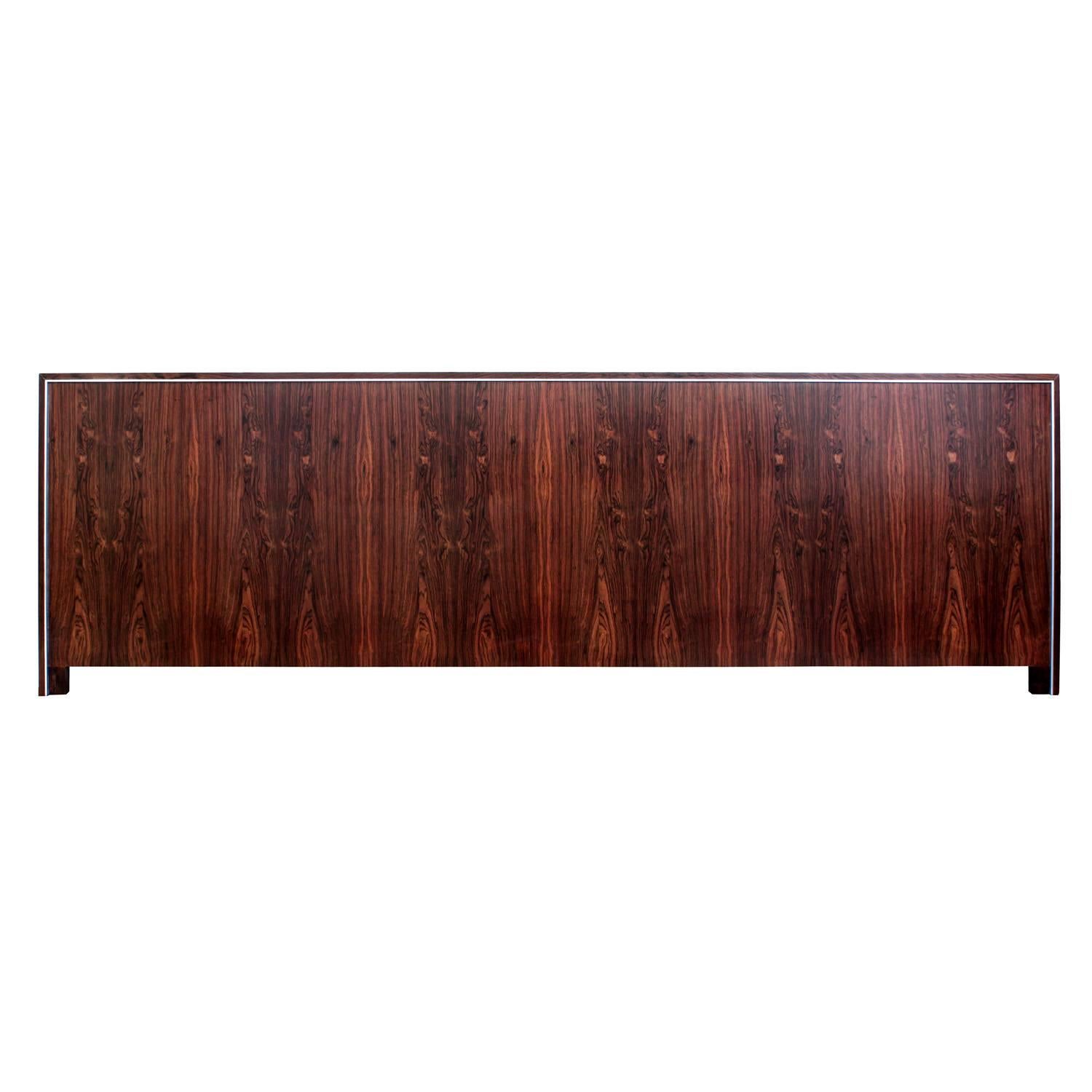 Extra Wide King-Size Headboard in Rosewood and Chrome For Sale