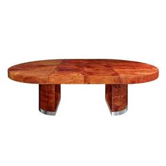 Round Lacquered Goatskin Dining Table by Ron Seff