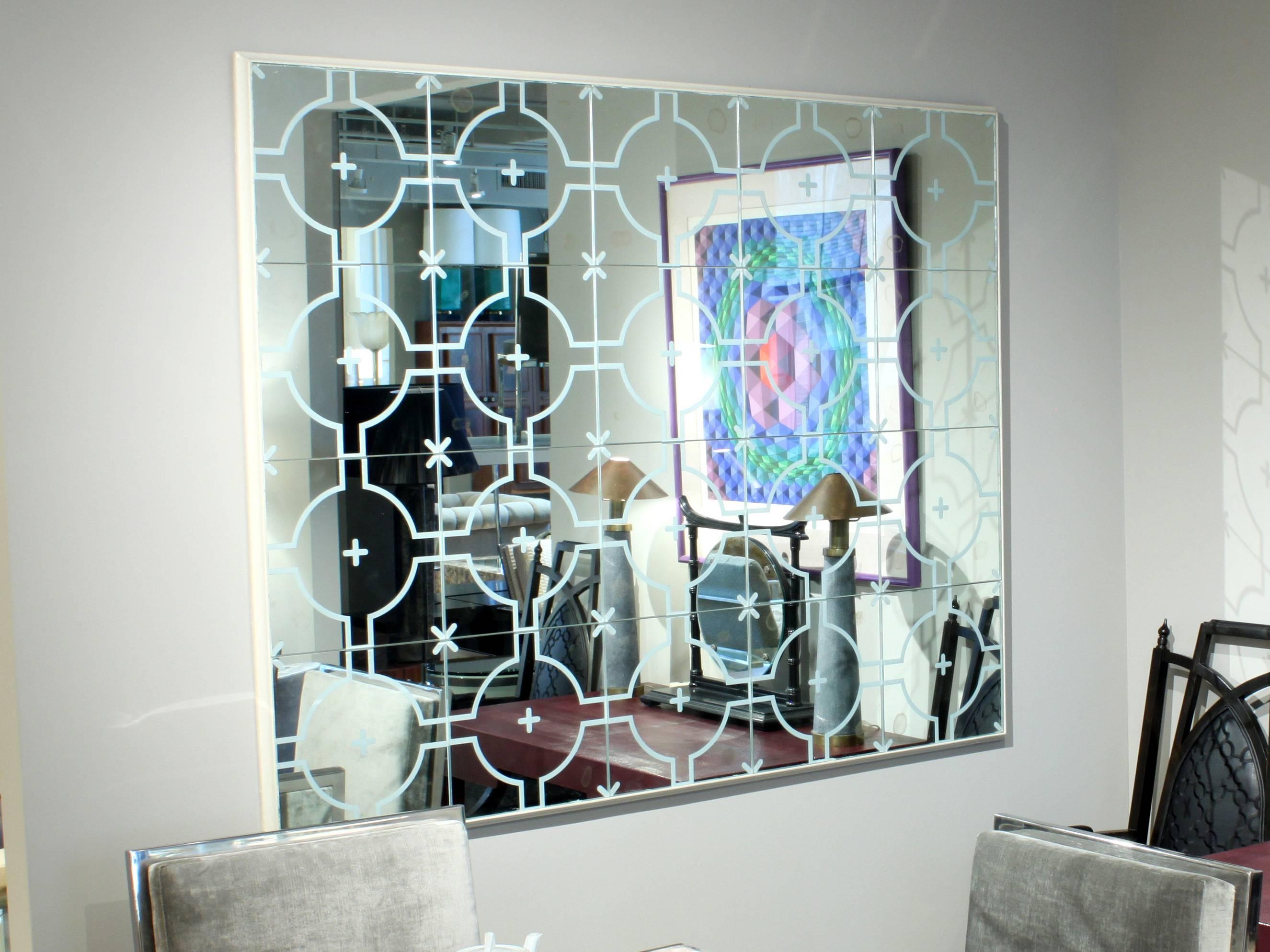 North American Mirror with Reverse Beveled Geometric Decoration by Tommi Parzinger