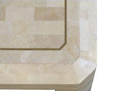 Side Table Covered in Tessellated Fossilized Coral with Brass Inlays