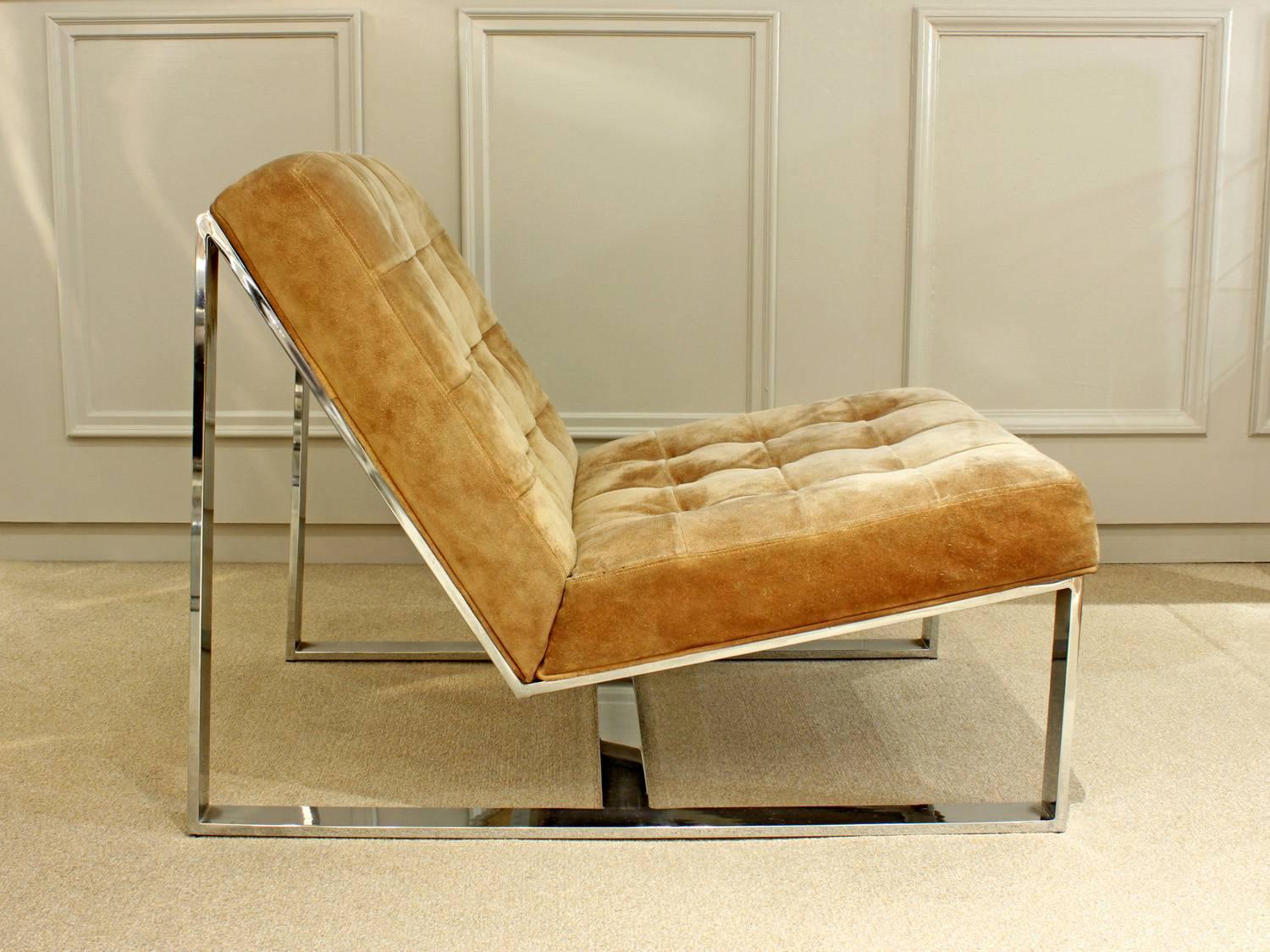 Mid-Century Modern Pair of Super Chic Slipper Chairs by Milo Baughman
