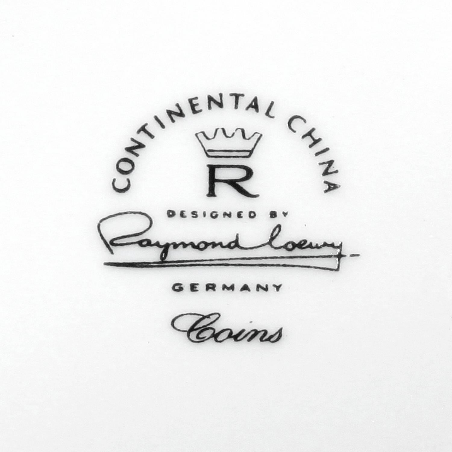Mid-20th Century Fine China Service for 12 by Raymond Loewy for Continental China, Germany