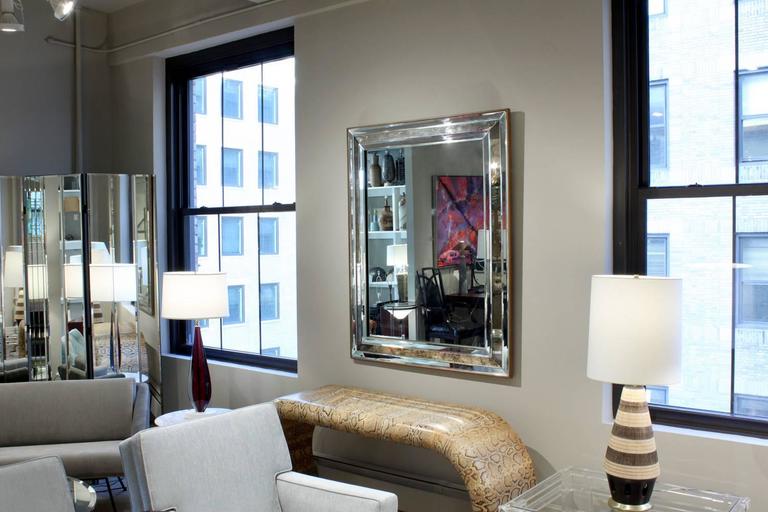 Large Wall Hanging Mirror Framed With Antiqued