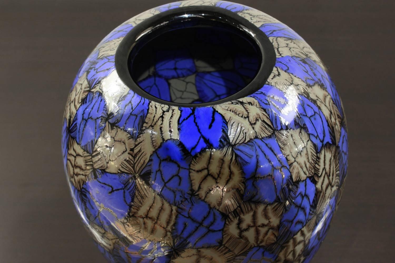 Modern Unique Handblown Footed Vase by Vittorio Ferro
