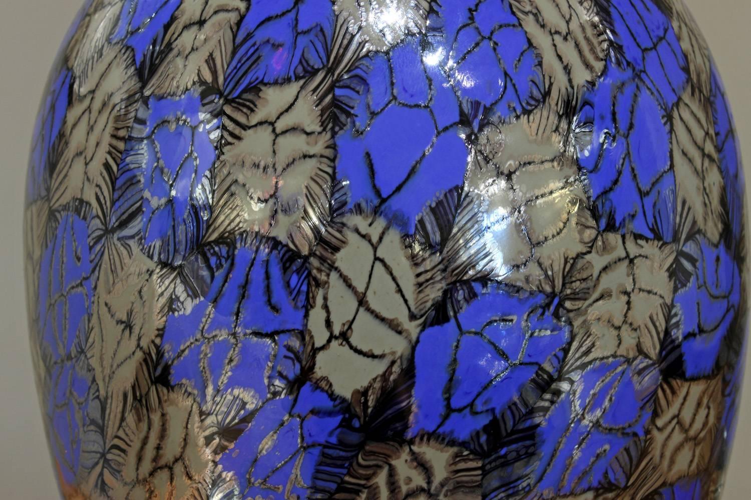 Italian Unique Handblown Footed Vase by Vittorio Ferro