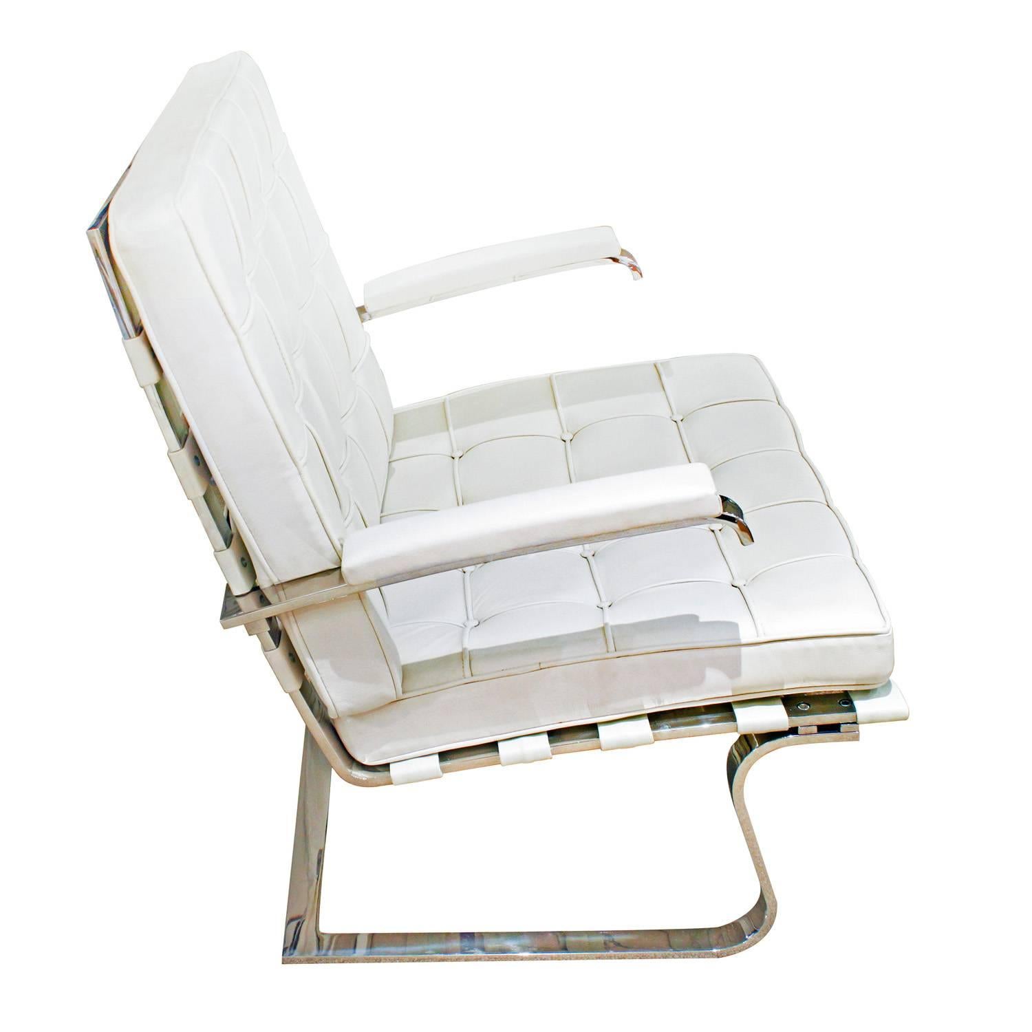 Modern Pair of Tugendhat Chairs in White Leather, 1990s