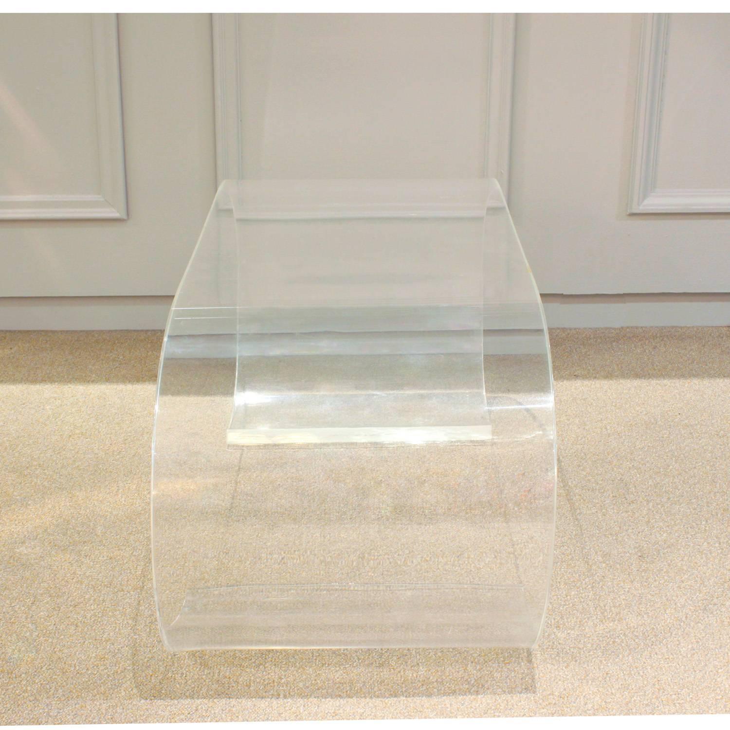 Modern Thick Lucite Coffee Table 1970s