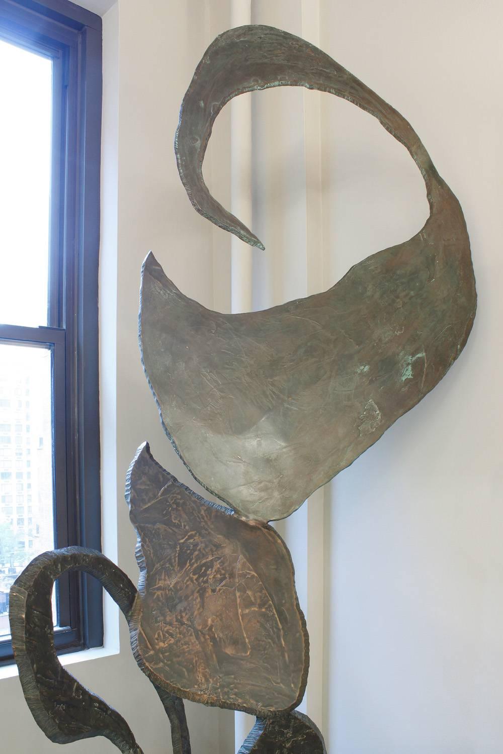 Large abstract sculpture in bronze by Arthur Gibbons, American 1980s (signed on base 